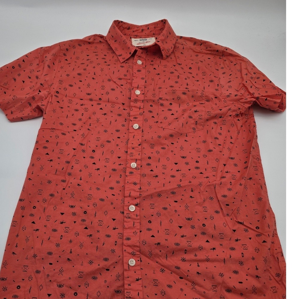 Urban Pipeline Button Down Mens L Coral Short Sleeve Geometric Print #Hipster